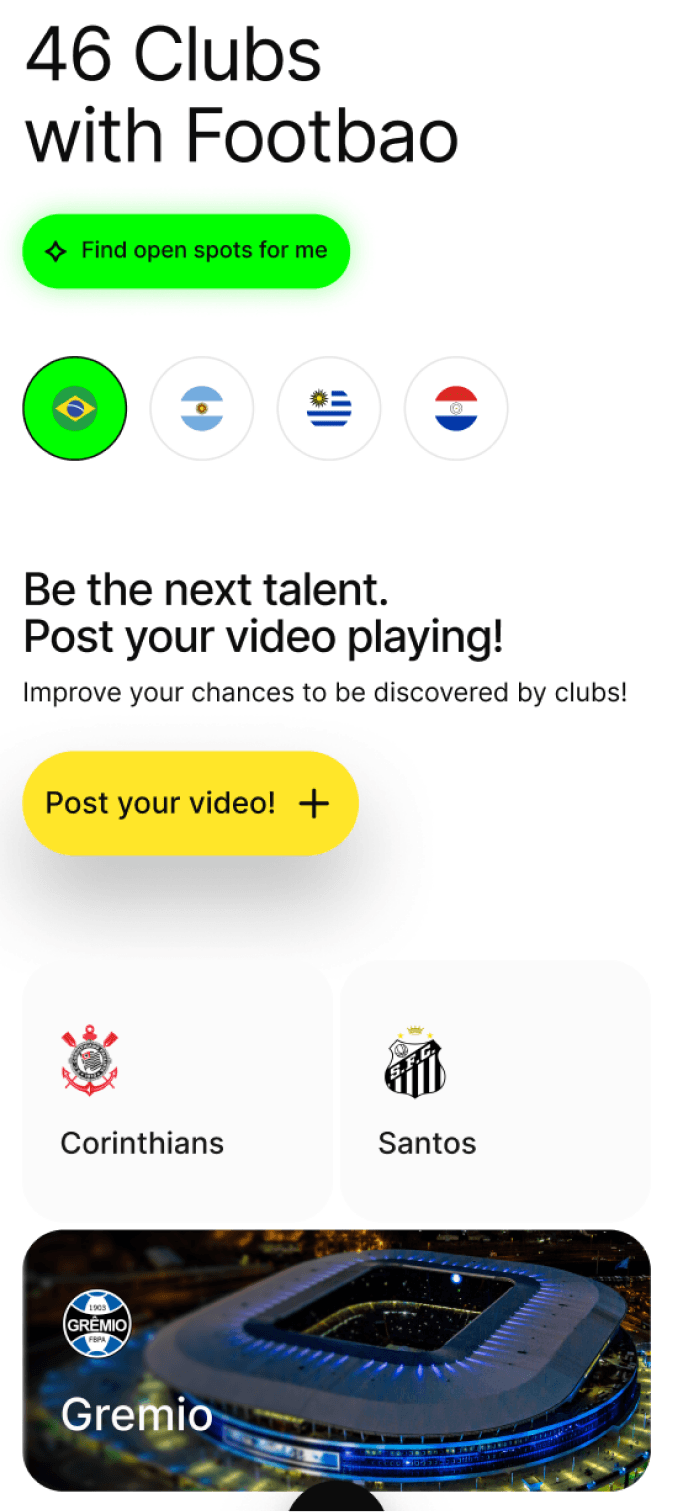 Footbao app screen